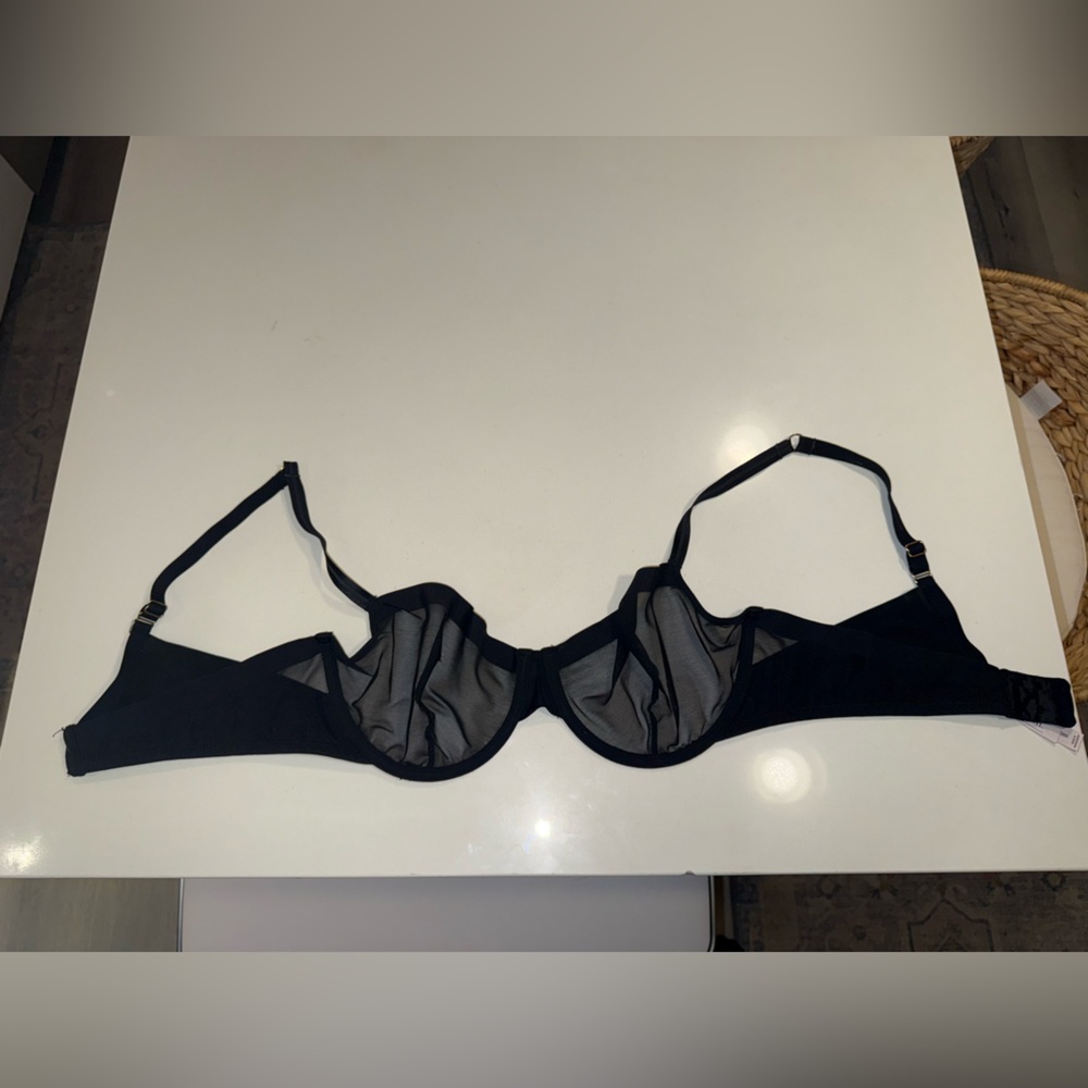 Black sheer underwire bra 36D
